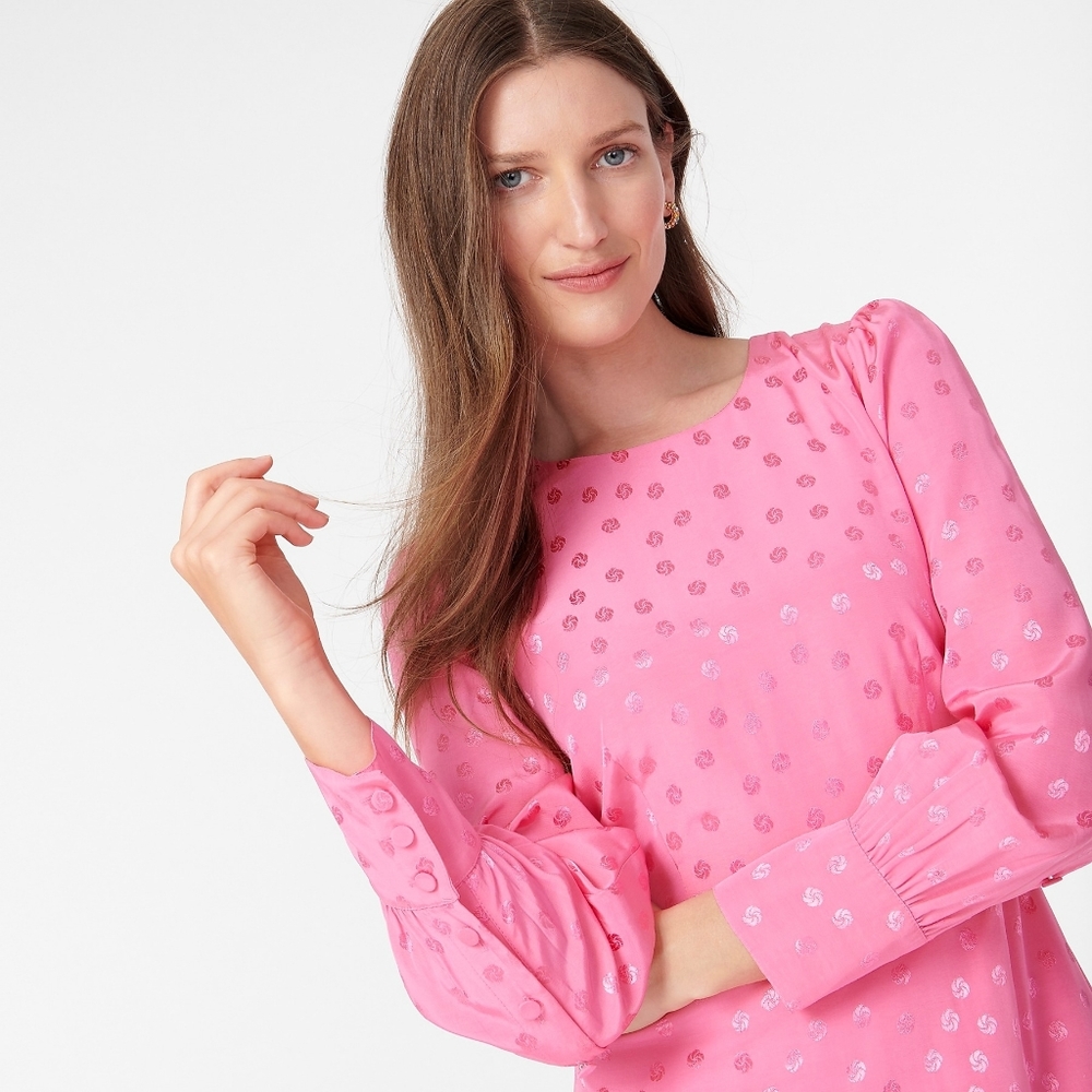 New! J. Crew Sz 2 Pink Shift Dress Jacquard Floral NWT